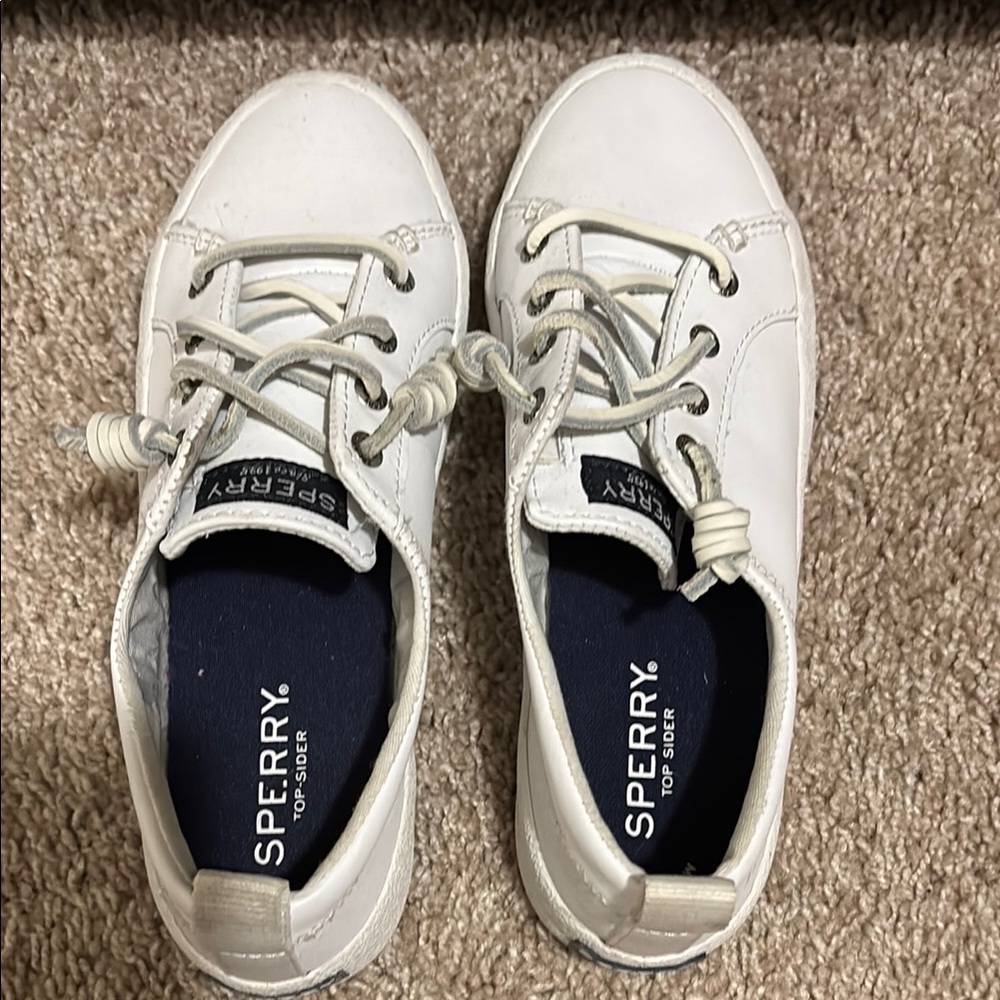Sperry White Sneakers with Canvas Material and Low-Top Design
